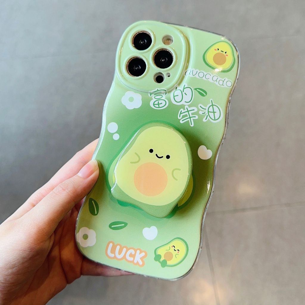 Ốp Lưng Ip Sóng Kèm Pop Hình Dâu Tây - Dưa Hấu
