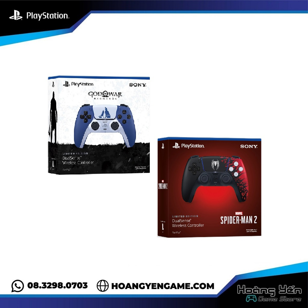 Tay Cầm PS5 God Of War và Spider Man 2 - Hàng Nhập Khẩu Tặng Kèm Cáp Dữ Liệu