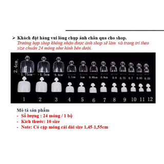 A6 bộ 24 móng chân giả màu trắng