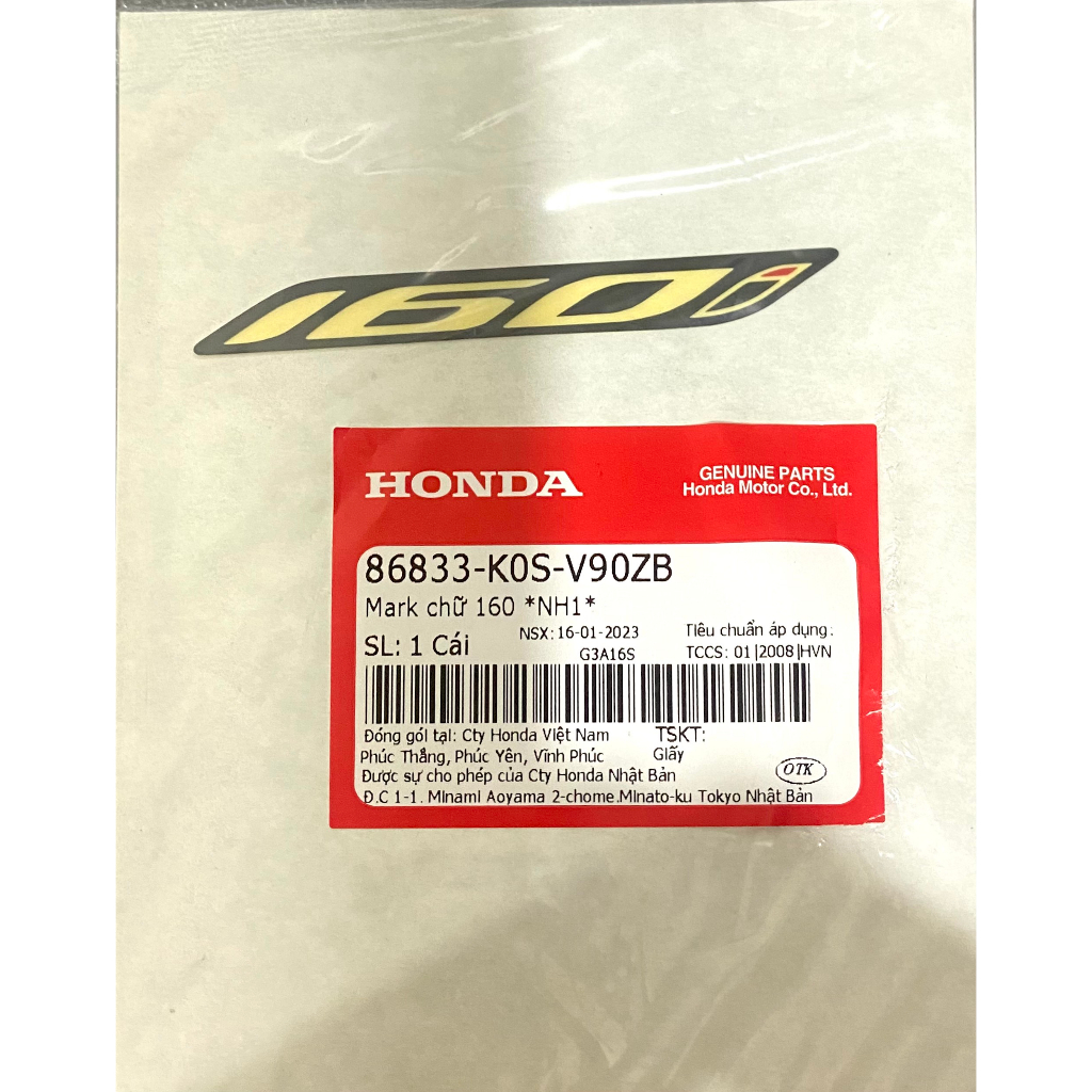 Tem chữ 160i SH chính hãng