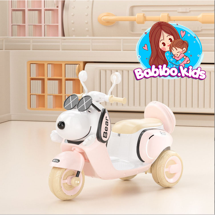 Xe máy điện trẻ em, xe máy điện vepa cho bé hình chú chó- babibokids