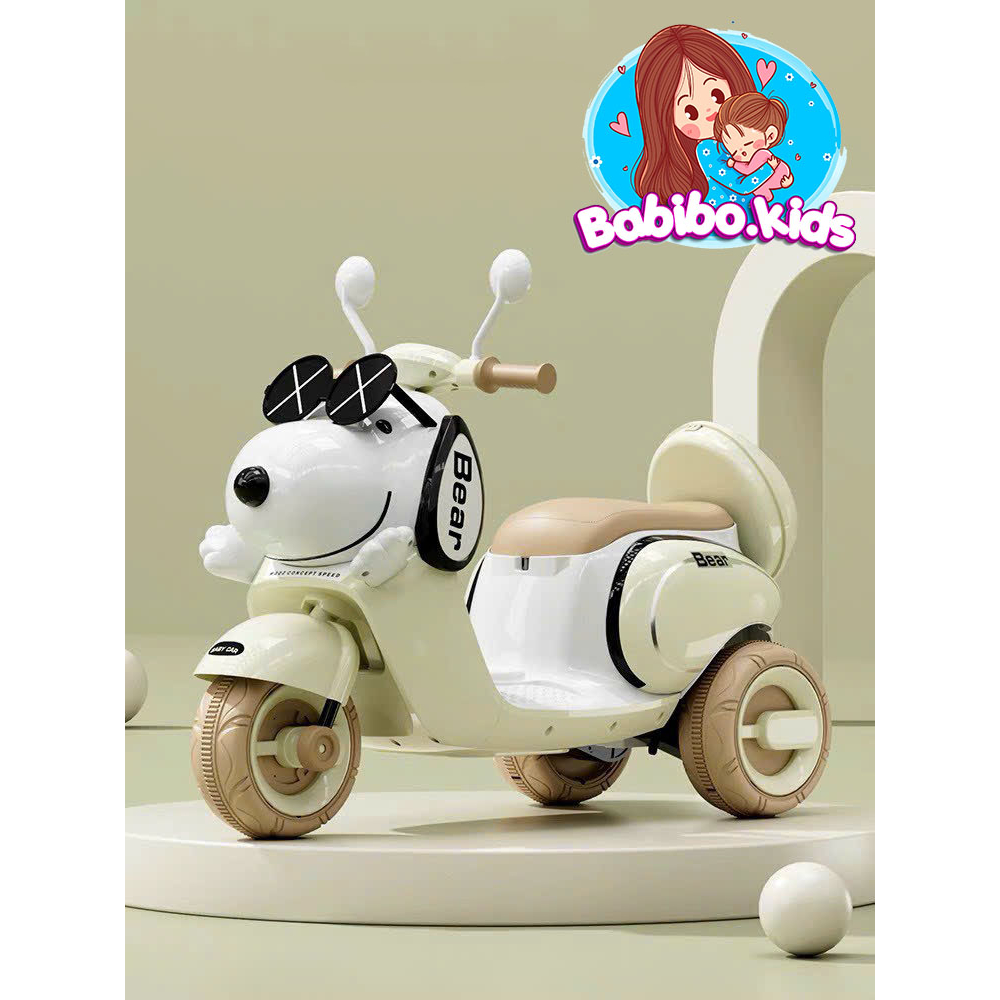 Xe máy điện trẻ em, xe máy điện vepa cho bé hình chú chó- babibokids