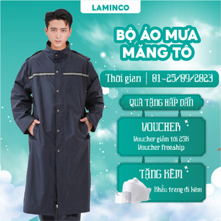 Áo mưa vải dù bít kín người siêu bền, áo mưa có khoá kéo chống nước tốt