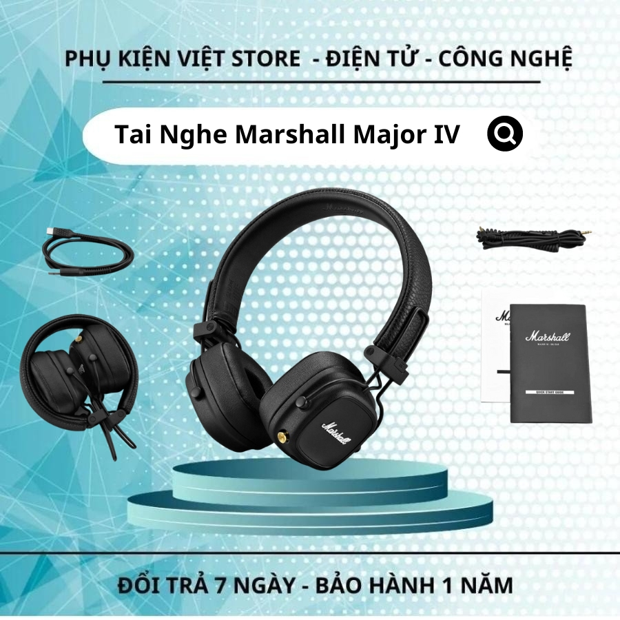 Tai Nghe Marshall Bluetooth Major IV (4) Kết Nối Bluetooth, Âm Thanh Cực Đỉnh - PKV STORE.