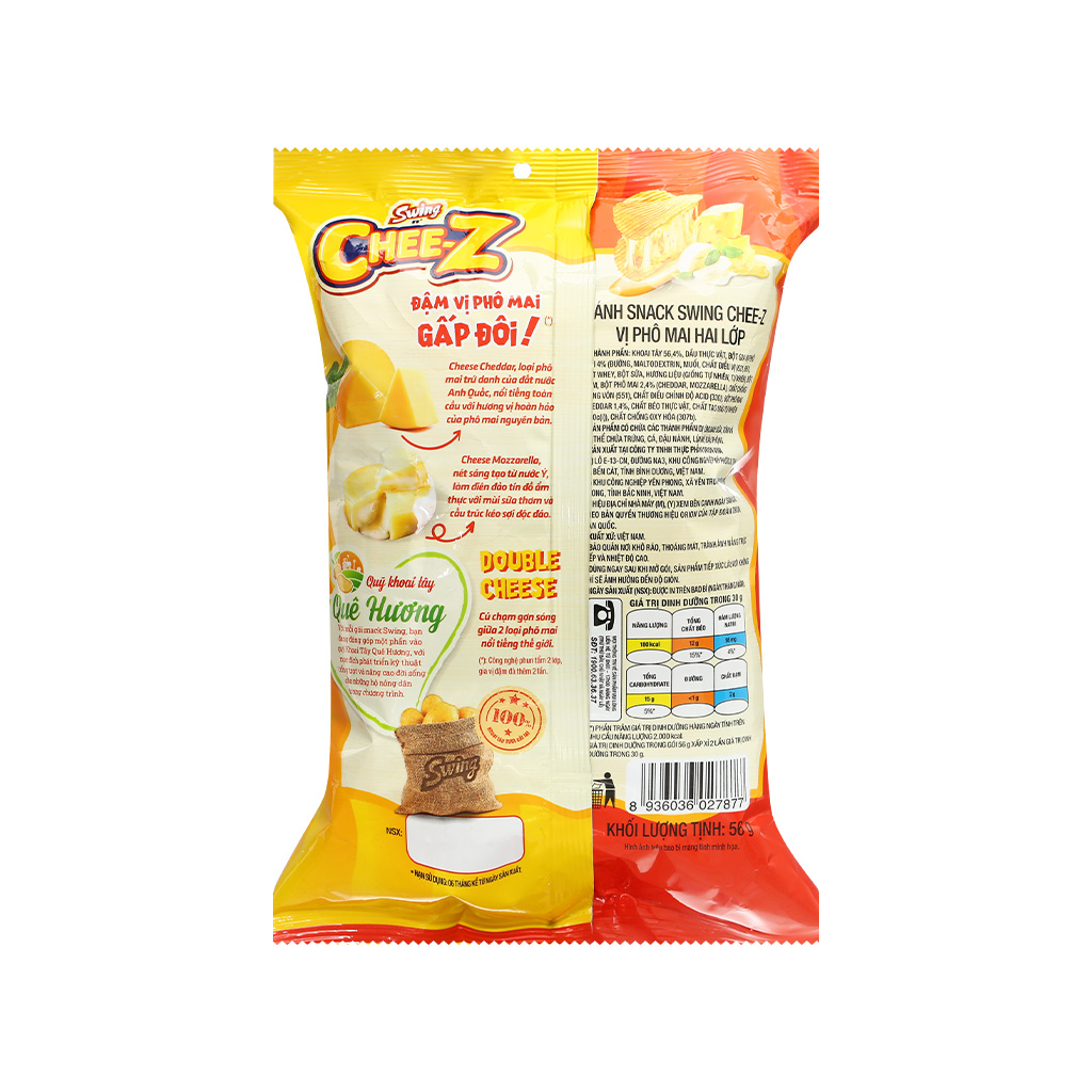 Bánh Snack Khoai Tây Swing vị Phô Mai 2 Lớp