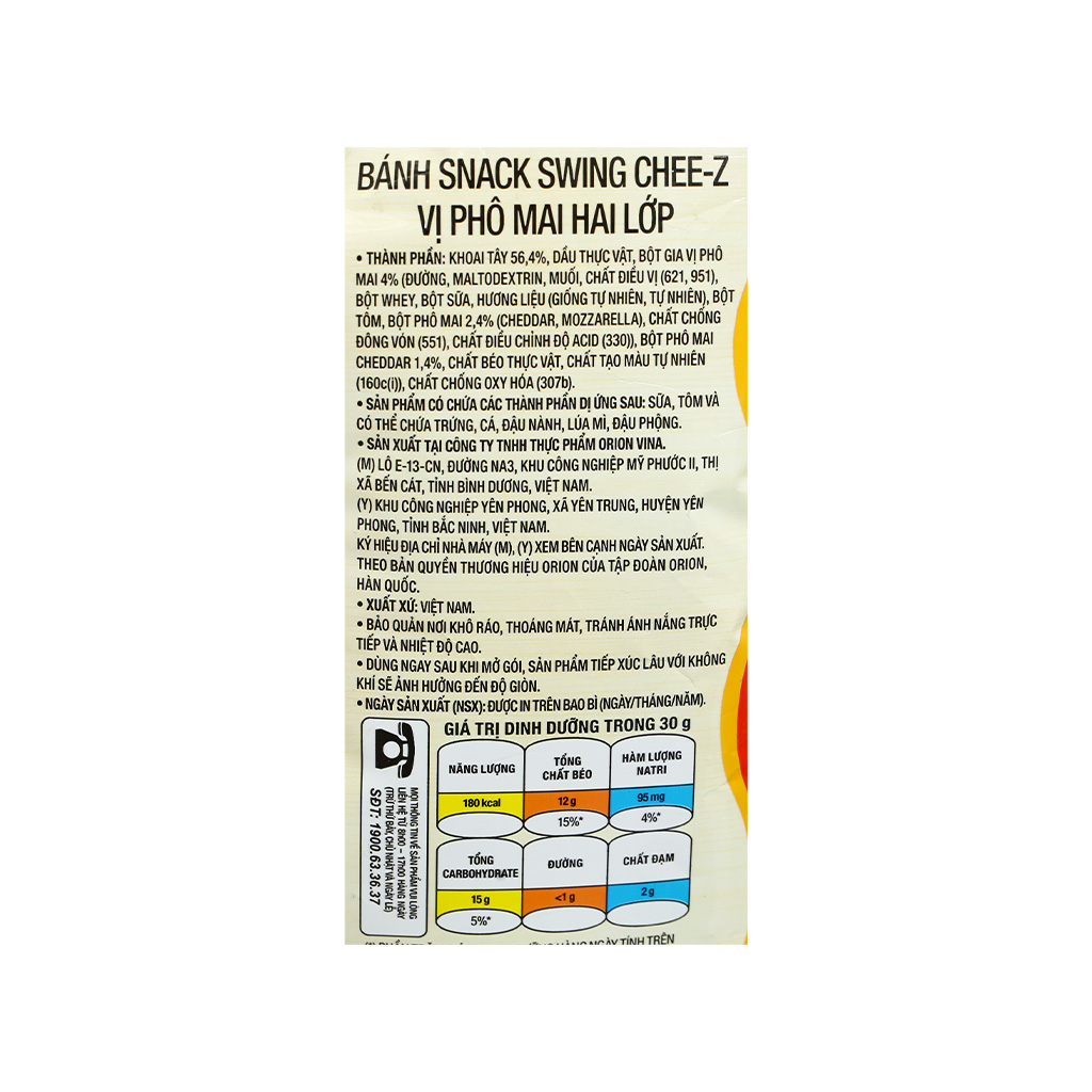 Bánh Snack Khoai Tây Swing vị Phô Mai 2 Lớp