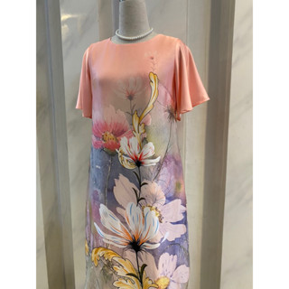 Đầm tay cánh tiên-Đầm suông tặng Mẹ, đầm trung niên dáng suông dài giấu bụng