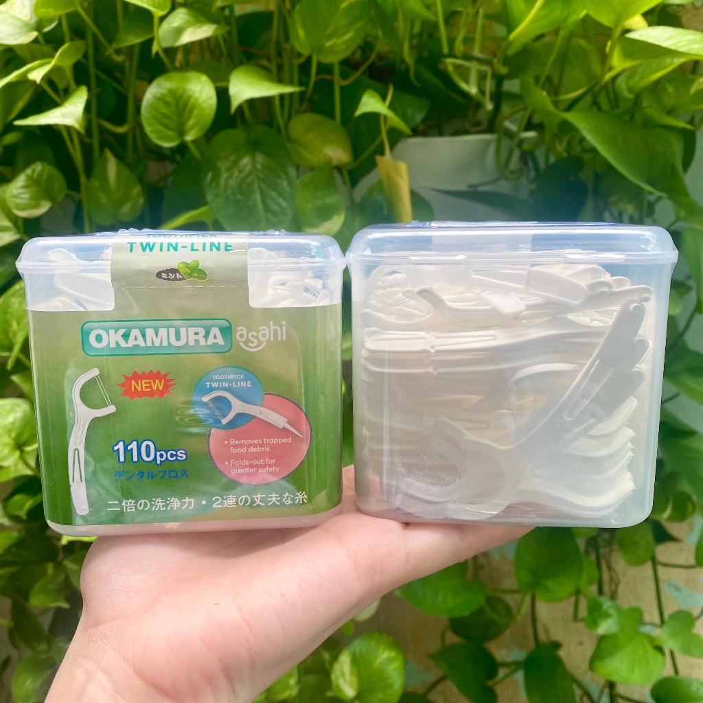 Tăm chỉ kẽ răng Okamura hộp 110 cây chăm sóc răng miệng chất lượng Nhật Bản