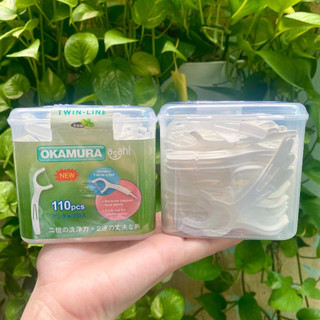 Tăm chỉ kẽ răng Okamura hộp 110 cây chăm sóc răng miệng chất lượng Nhật Bản