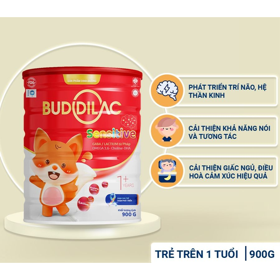 Sữa Bột Buddilac Sensitive Dành Cho Bé Chậm Nói, Rối Loạn Phát Triển, Trẻ Tự Kỷ, Phổ Tự Kỷ Lon 900gr