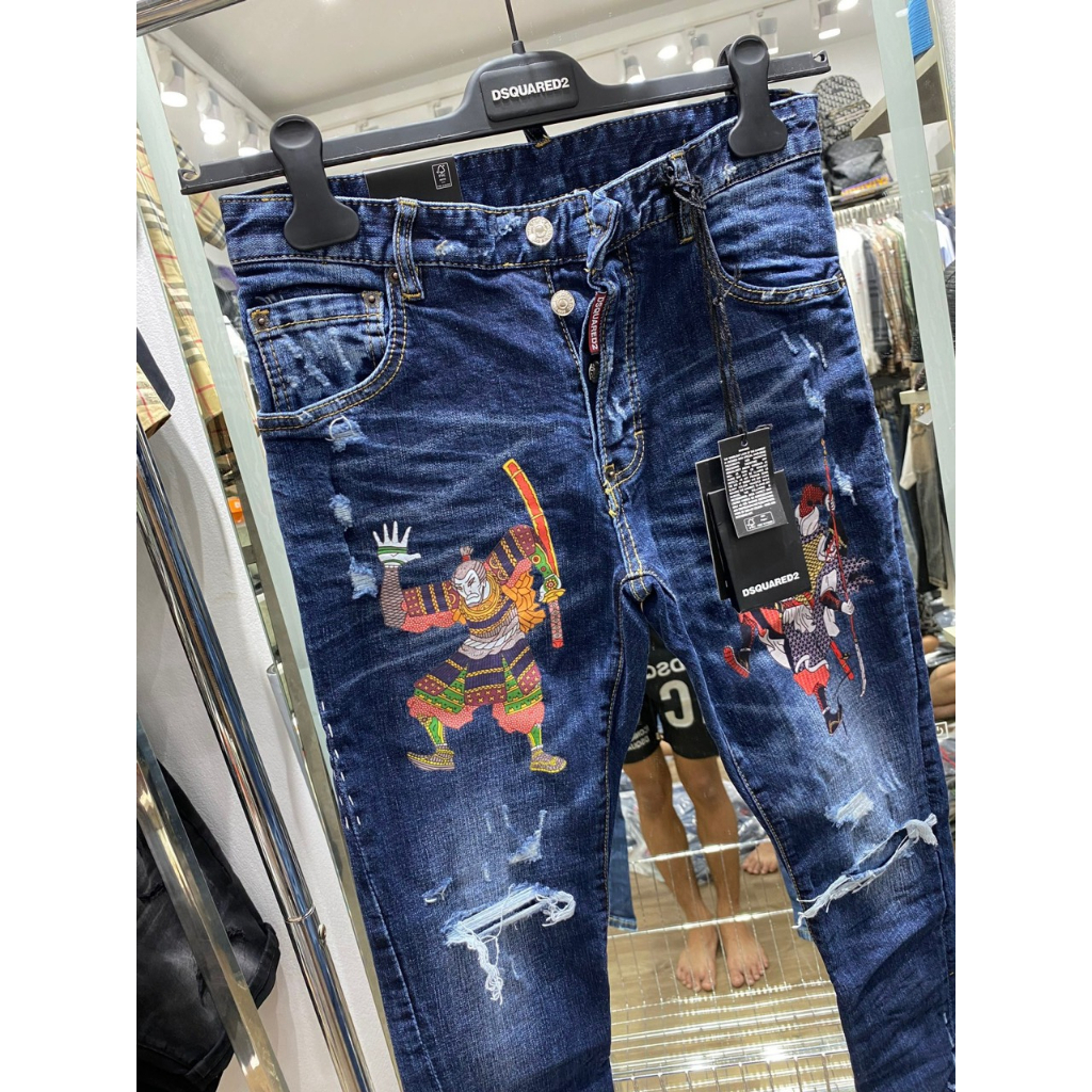 Quần Jeans DSQ Nam Thêu Logo Hình Siêu Chất - Quần DSQ Nam Vẩy Sơn Cao Cấp Hót 2023