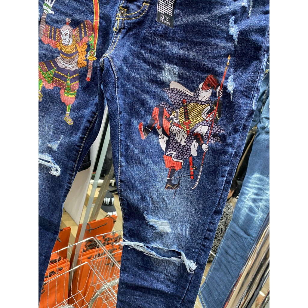 Quần Jeans DSQ Nam Thêu Logo Hình Siêu Chất - Quần DSQ Nam Vẩy Sơn Cao Cấp Hót 2023