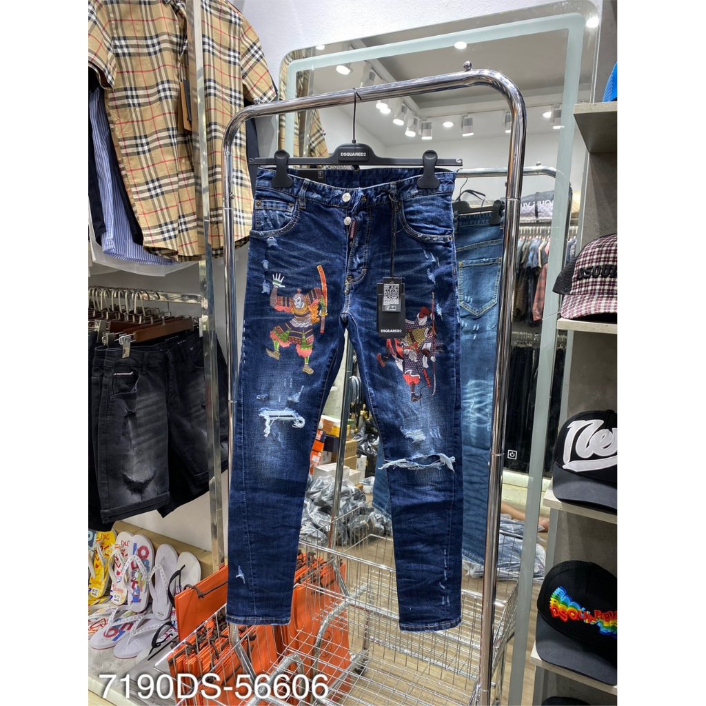 Quần Jeans DSQ Nam Thêu Logo Hình Siêu Chất - Quần DSQ Nam Vẩy Sơn Cao Cấp Hót 2023