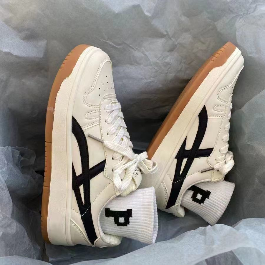 Giày sneaker thể thao đế bằng chống trượt màu trắng dành cho nữ