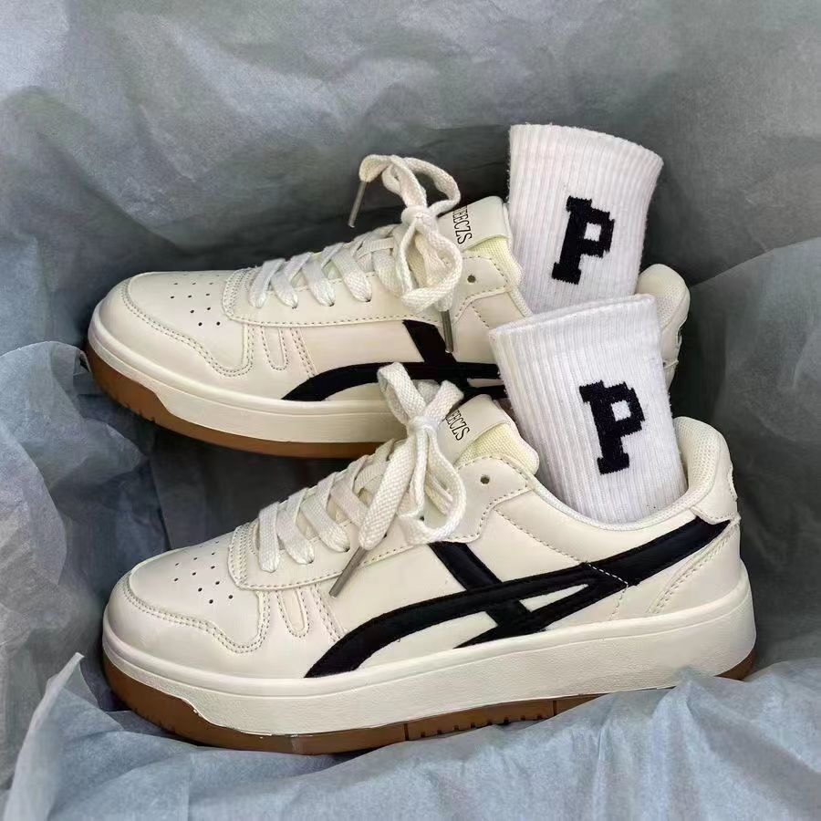 Giày sneaker thể thao đế bằng chống trượt màu trắng dành cho nữ