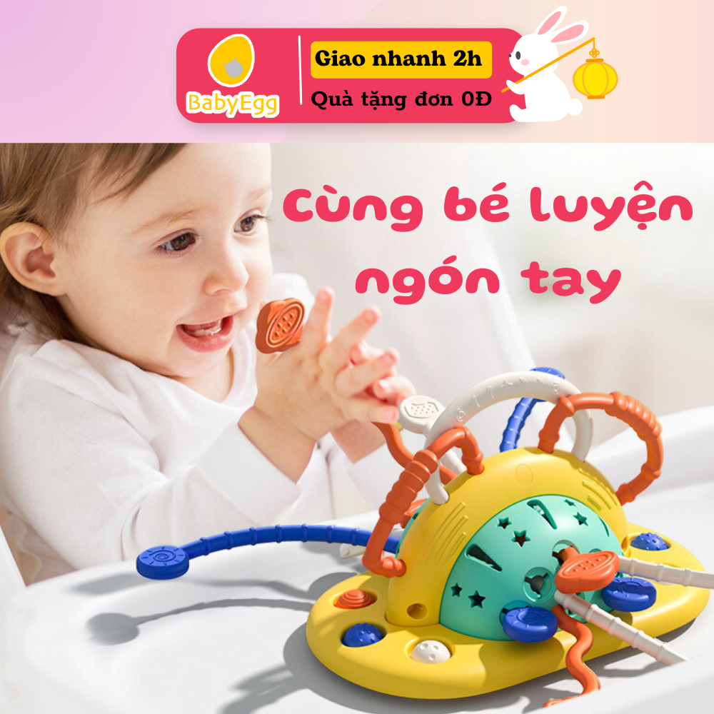 Đồ chơi gặm nướu Rút dây silicon núm hút bàn ăn dặm đồ chơi cầm tay, để bàn cho trẻ sơ sinh bé trai bé gái 5-12 tháng