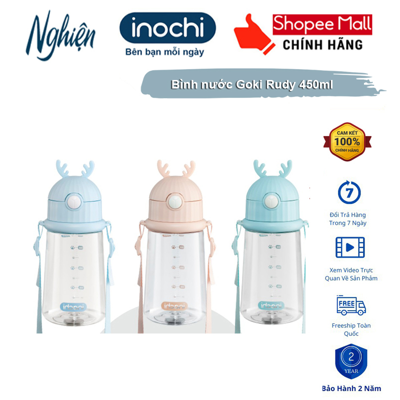 Bình nước trẻ em Goki Rudy 450ml Chính hãng Inochi - Tiêu chuẩn nhật bản