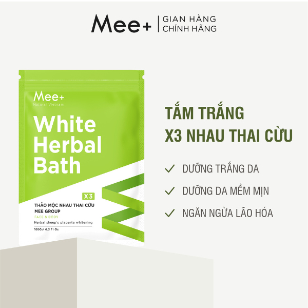 Tắm trắng body thảo mộc MEE NATURAL - Ủ trắng body nhau thai cừu dưỡng da trắng hồng, mềm mại White Herbal Bath 180g