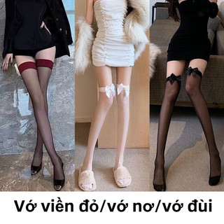 Tất cao đến đầu gối viền đen và đỏ， Sự gợi cảm và dễ thương trong kiểu dáng tất nơ