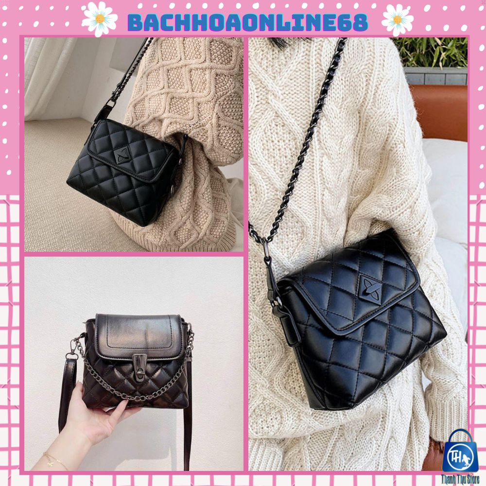 Úi đeo chéo đeo vai nữ khoá xoay đen phong cách Hàn Quốc MÃ-033