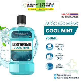 Nước súc miệng Listerine Cool Mint diệt khuẩn giữ hơi thở thơm mát dài lâu