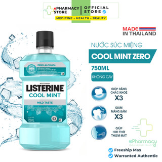 Nước súc miệng Listerine Cool Mint Zero hơi thở thơm mát không cay