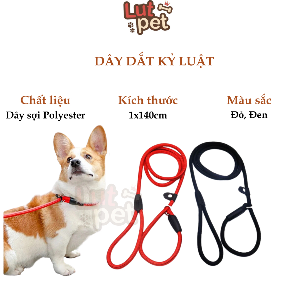 Dây xích, dây dắt kỉ luật cho chó mèo 1*140cm - lutpet