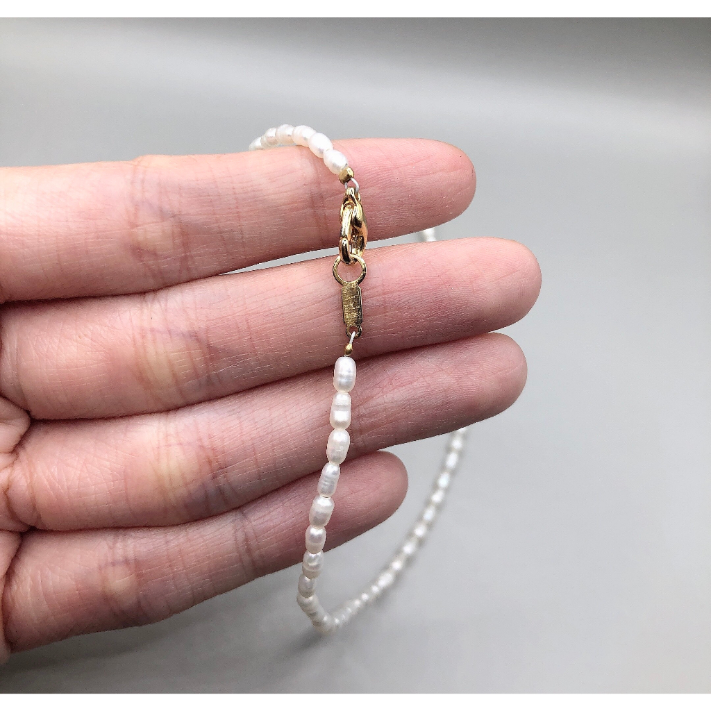 Dây chuyền trai trứng nhí 2.5mm phối mặt trai kết siêu xinh si tuyển Nhật