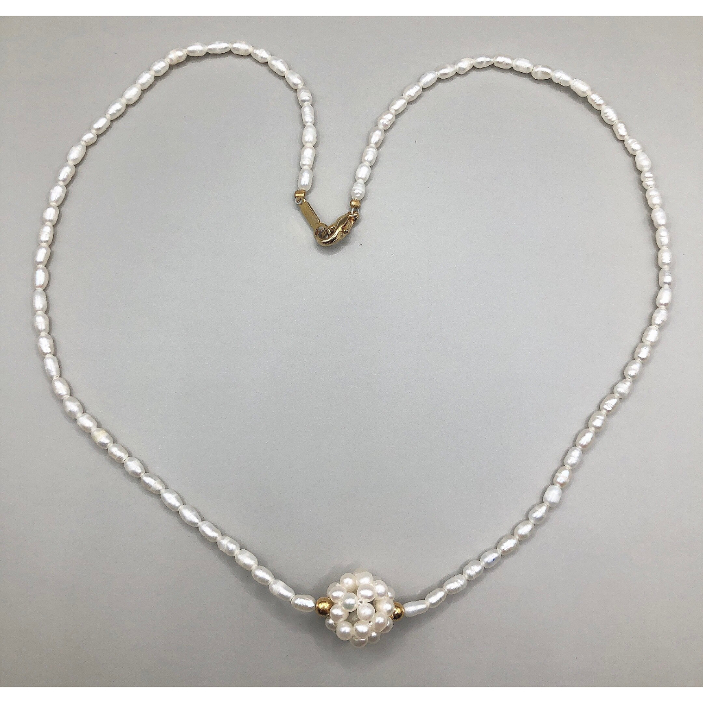 Dây chuyền trai trứng nhí 2.5mm phối mặt trai kết siêu xinh si tuyển Nhật