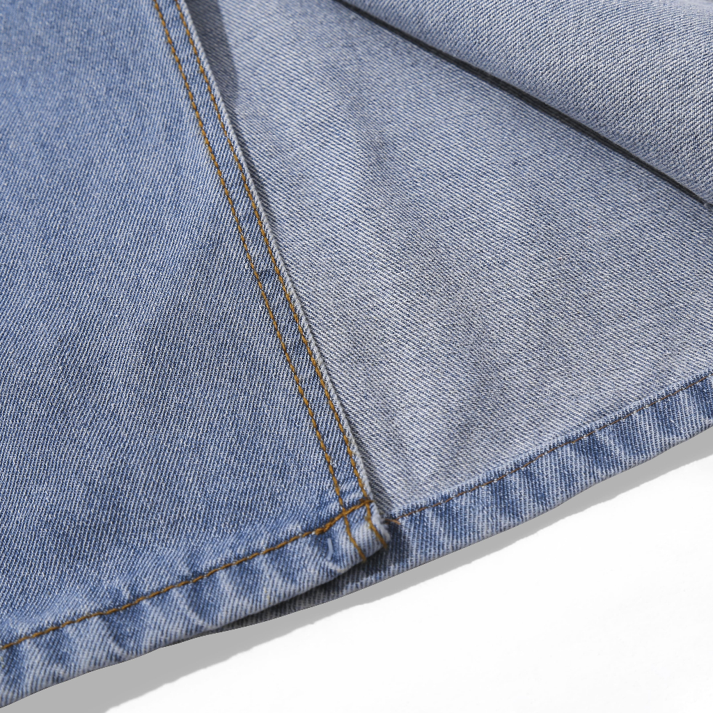 Chân váy jean HuonGu, váy jean nữ dài chữ A xẻ trước