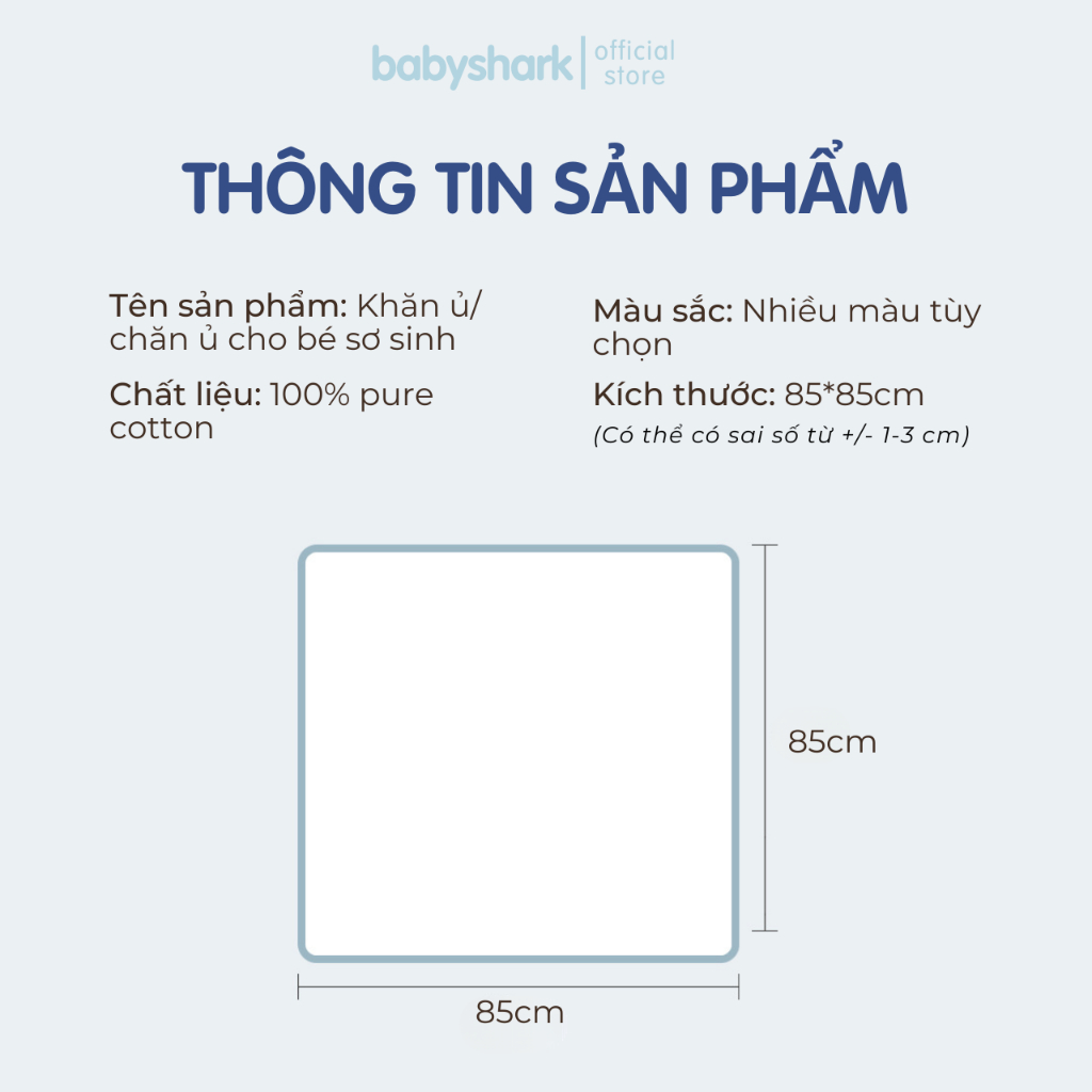 Khăn ủ cho bé sơ sinh Babyshark 100% cotton nguyên chất, khăn quấn cho bé sơ sinh mềm mịn và thoáng khí tốt