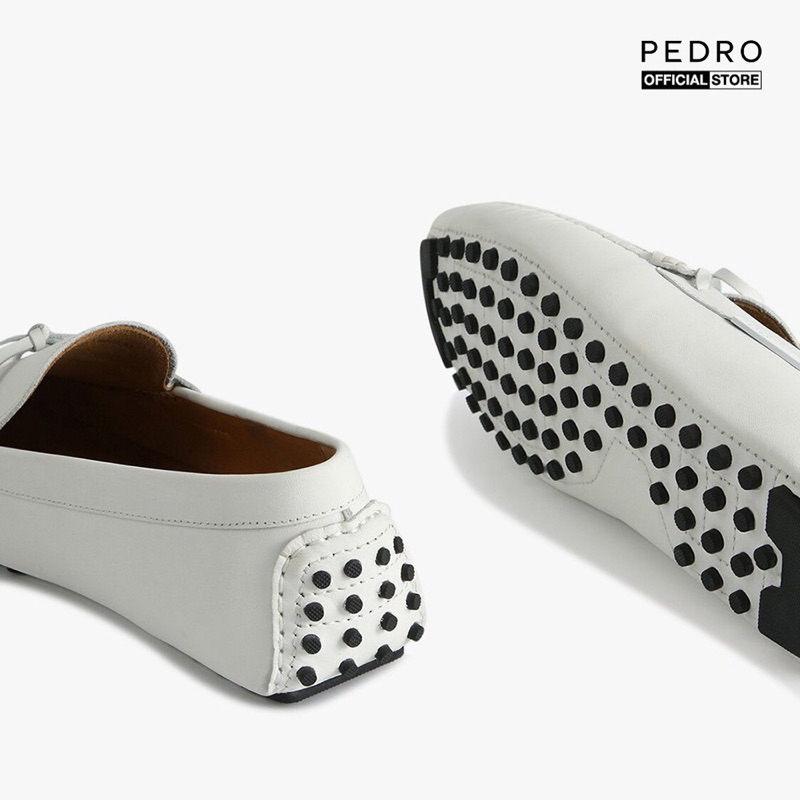 Giày lười nam màu trắng Pedro authentic BOW DETAILING size 43