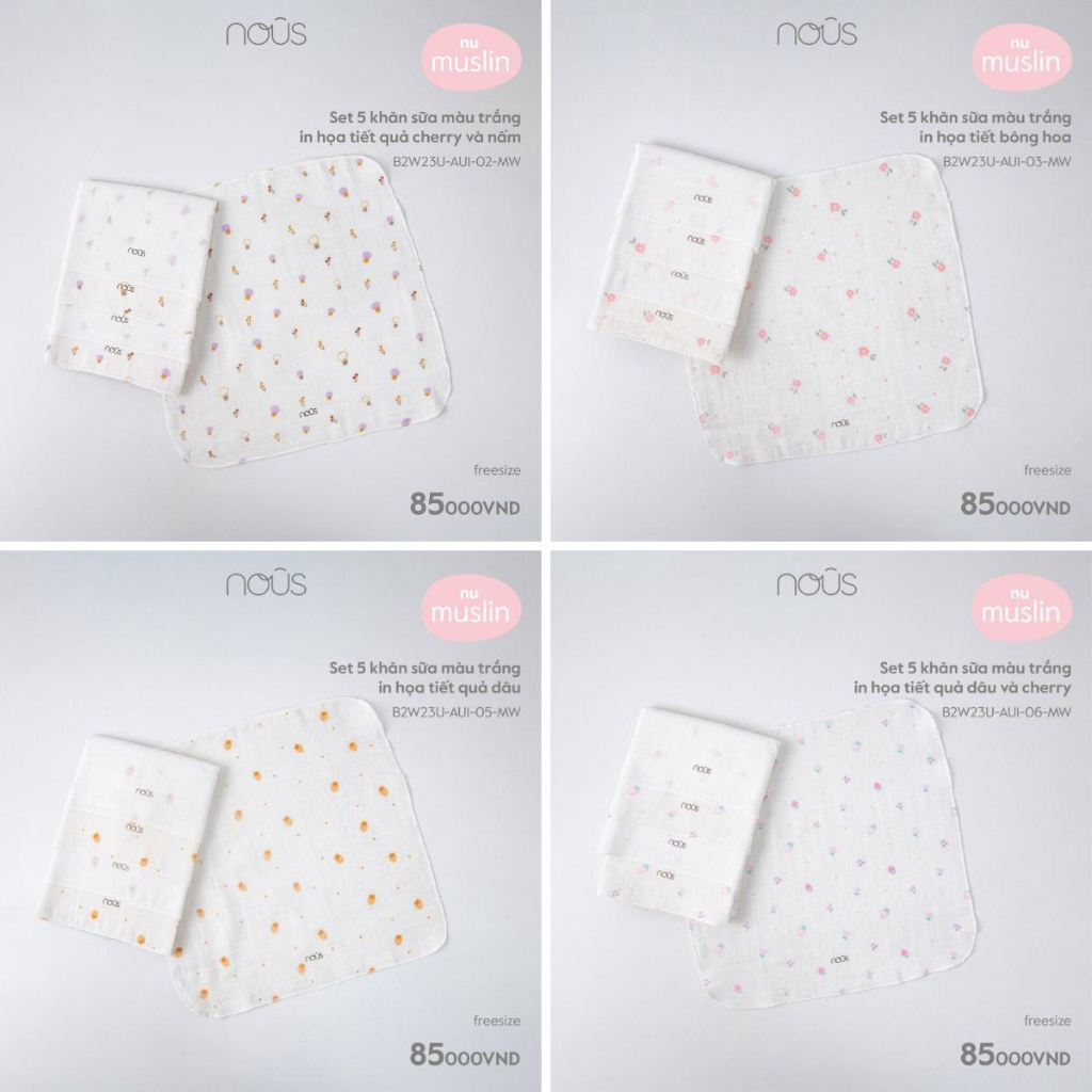 Set 5 Khăn đa năng nu muslin siêu mềm mại cho bé