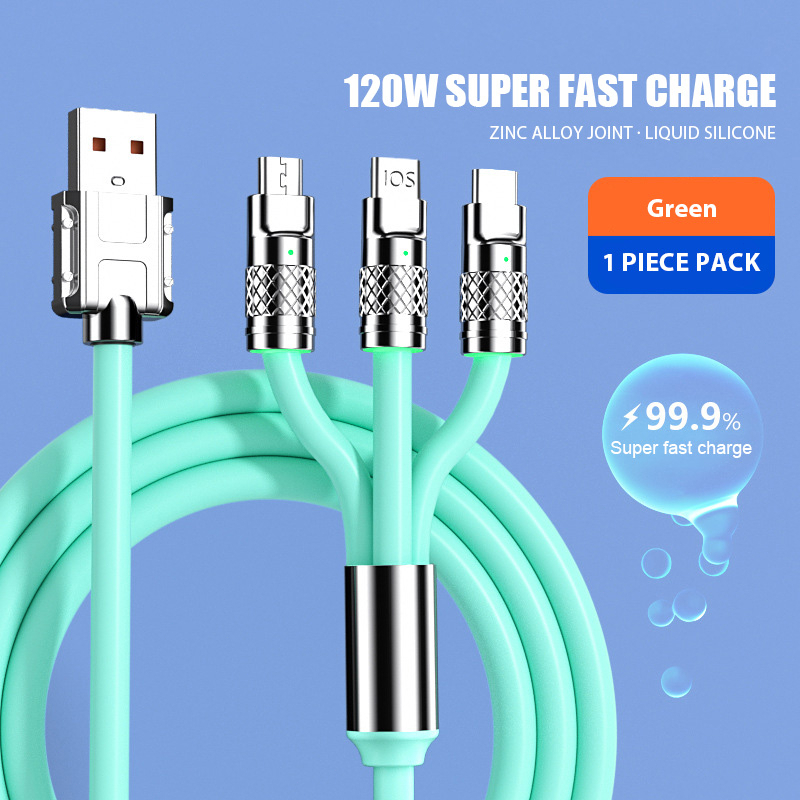 Dây Cáp Sạc Nhanh 120W 6A Bằng Hợp Kim Kẽm Và Silicon Cho iphone / type-C / USB
