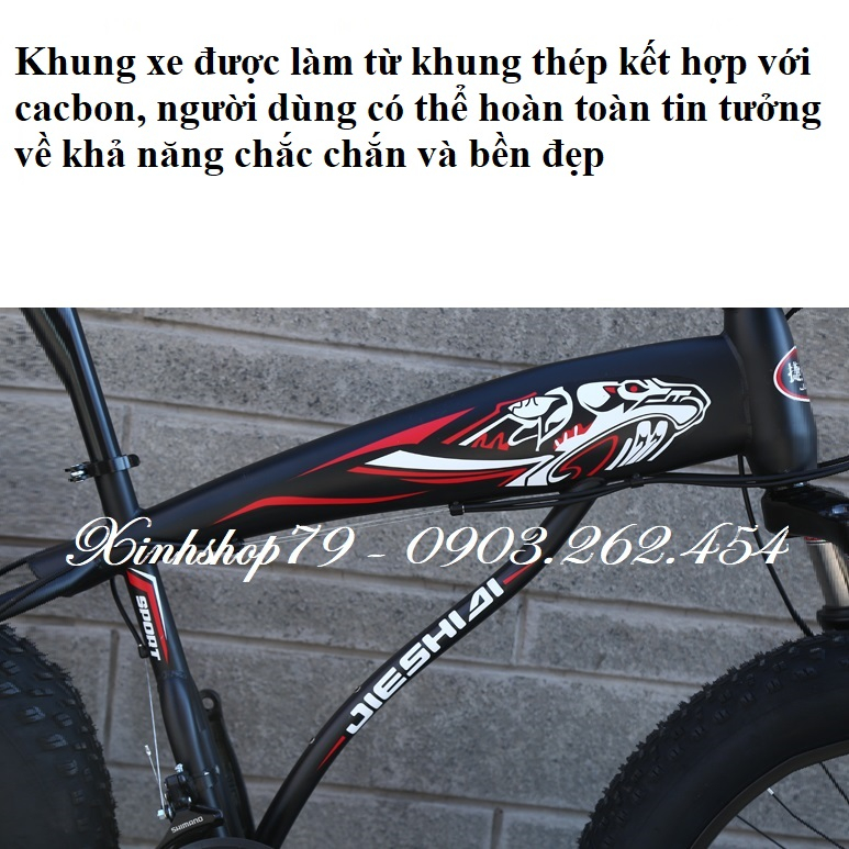 Xe đạp bánh béo 7 tốc độ chính hãng MAQISI, khung thép kết hợp cacbon, bánh to 4inch độ bám tốt - Bảo hành 24 tháng
