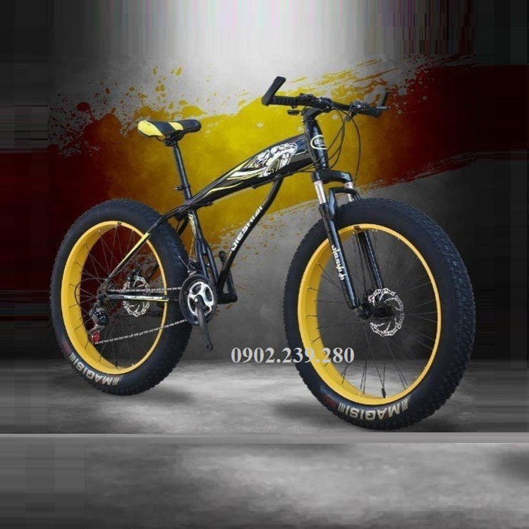 Xe đạp bánh béo 7 tốc độ chính hãng MAQISI, khung thép kết hợp cacbon, bánh to 4inch độ bám tốt - Bảo hành 24 tháng