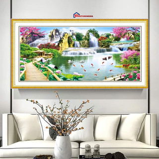 Tranh đính đá, tranh thêu chữ thập phong cảnh tuyệt tác thiên nhiên DV6385 DD9347