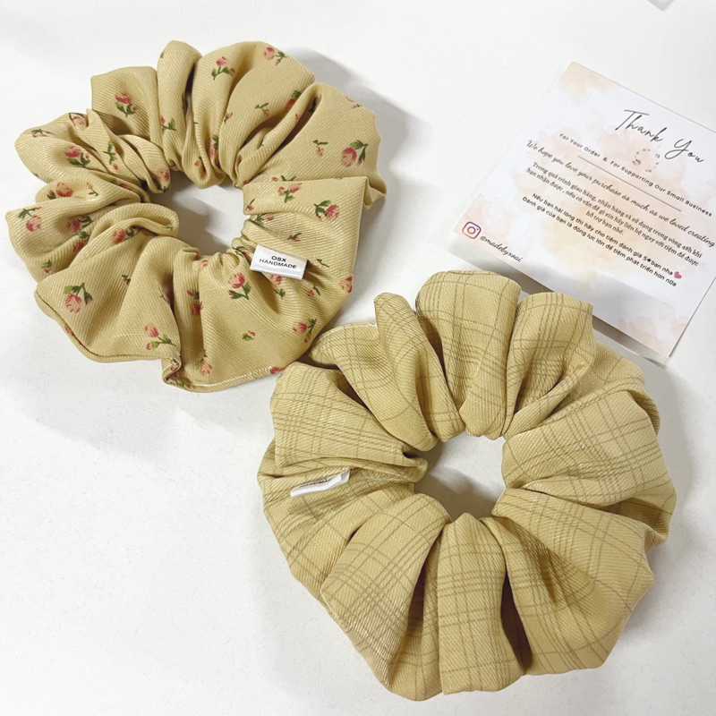 Dây Scrunchie handmade phong cách mùa thu vintage