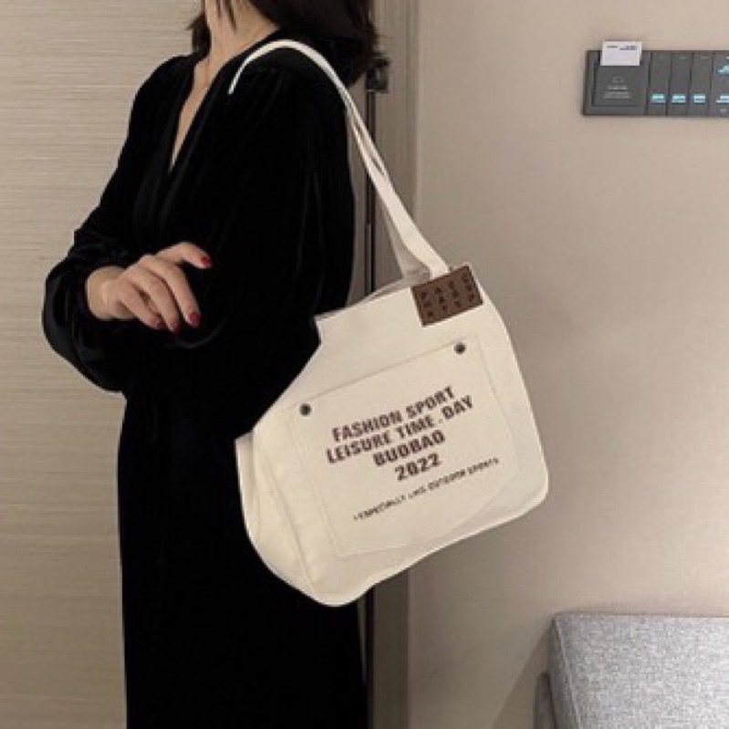 Túi tote đeo vai vải canvas phong cách  Hàn