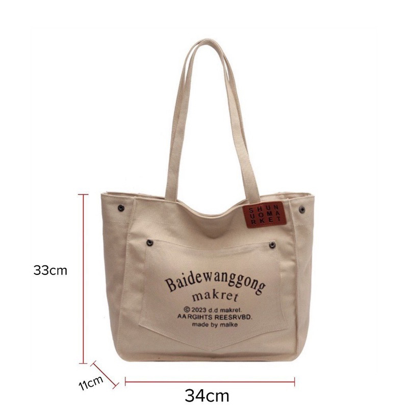 Túi tote đeo vai vải canvas phong cách  Hàn