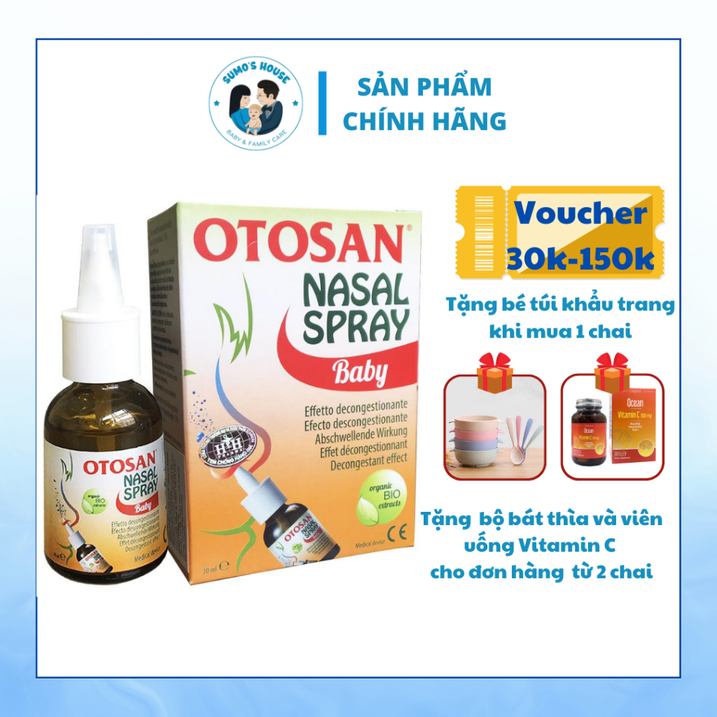 Xịt Mũi Otosan Nasal Spray Baby Giúp Làm Sạch Mũi, Giảm Viêm Mũi, Nghẹt Mũi (Chính Hãng)