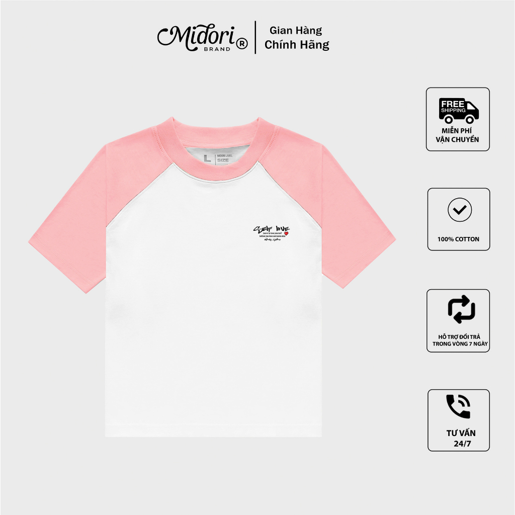 Áo thun Baby Tee Raglan SELF-LOVE unisex phông Nam Nữ Local Brand Chính Hãng Mi Midori