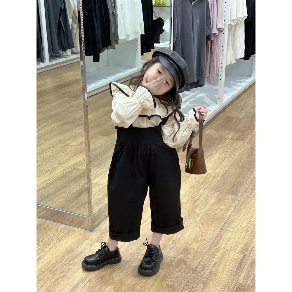 Set bộ đồ yếm bé gái cổ bèo dài tay 2 chi tiết cho bé gái từ 8-20kg