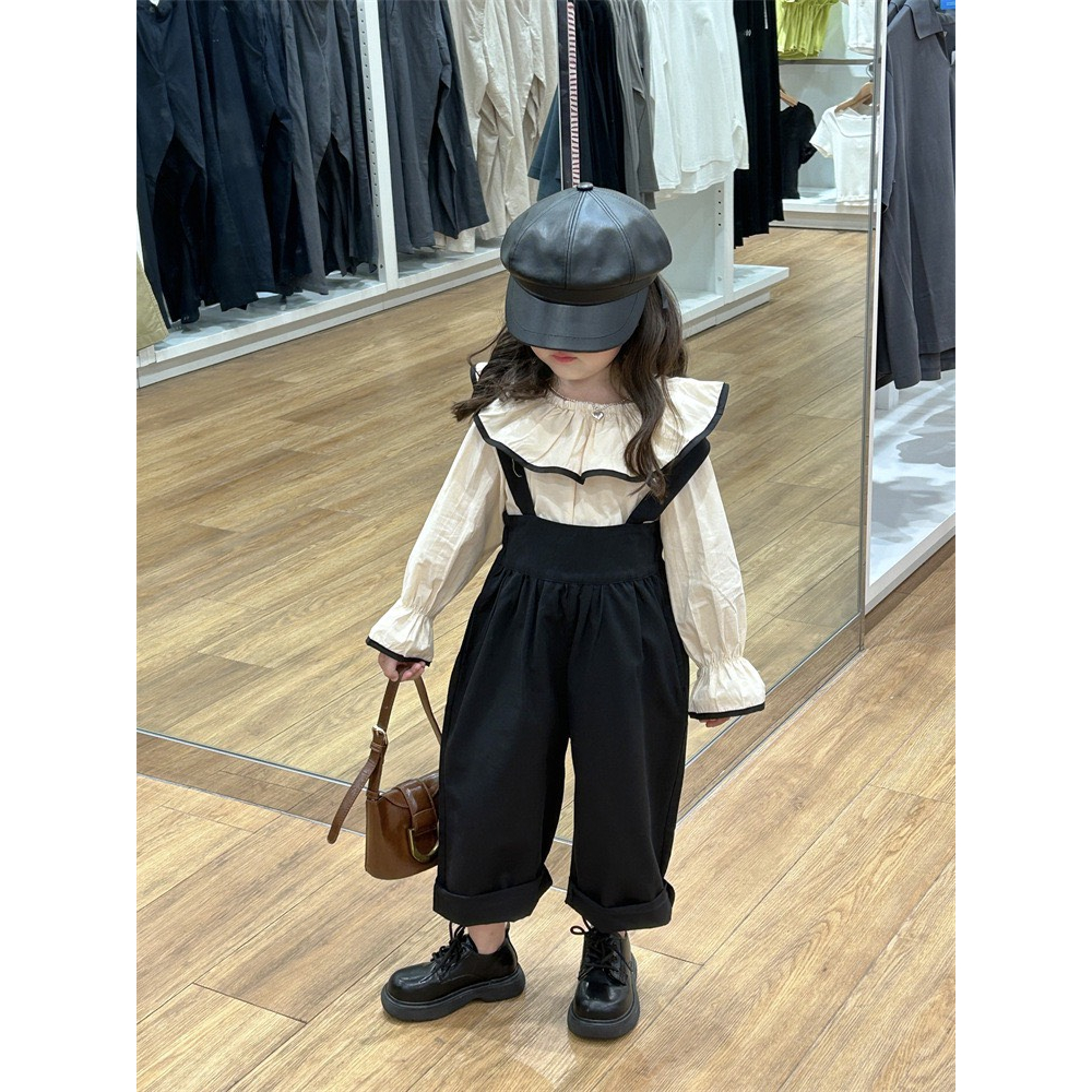 Set bộ đồ yếm bé gái cổ bèo dài tay 2 chi tiết cho bé gái từ 8-20kg