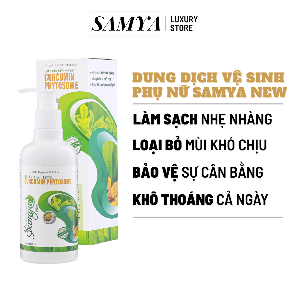 Dung dịch vệ sinh phụ nữ SAMYA New xóa sổ khí hư huyết trắng khử mùi môi cân bằng pH khô thoáng cả ngày chai 250ml