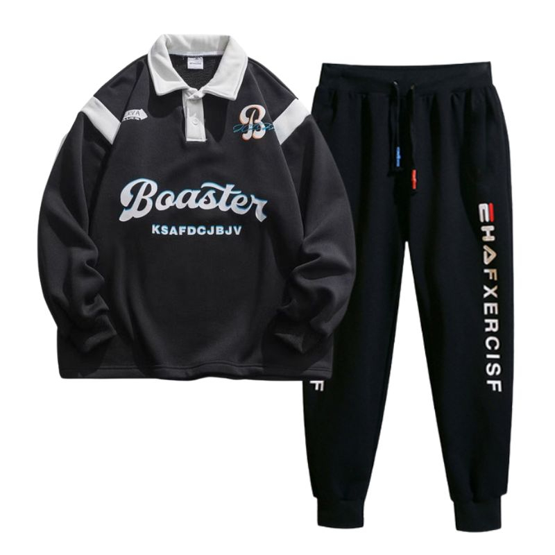 Set Bộ Đồ Áo Nỉ Nam Polo Dài Tay In Chữ Boaster Kèm Quần Jogger Bo Gấu Thời Trang Zenkonu TOP 280 + QUAN 069
