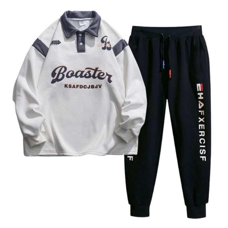 Set Bộ Đồ Áo Nỉ Nam Polo Dài Tay In Chữ Boaster Kèm Quần Jogger Bo Gấu Thời Trang Zenkonu TOP 280 + QUAN 069