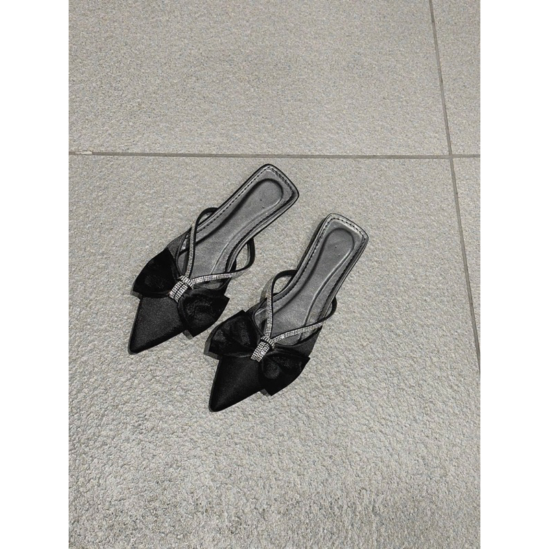 Sục mũi nhọn nơ dây đá nữ gót bệt mã LA55