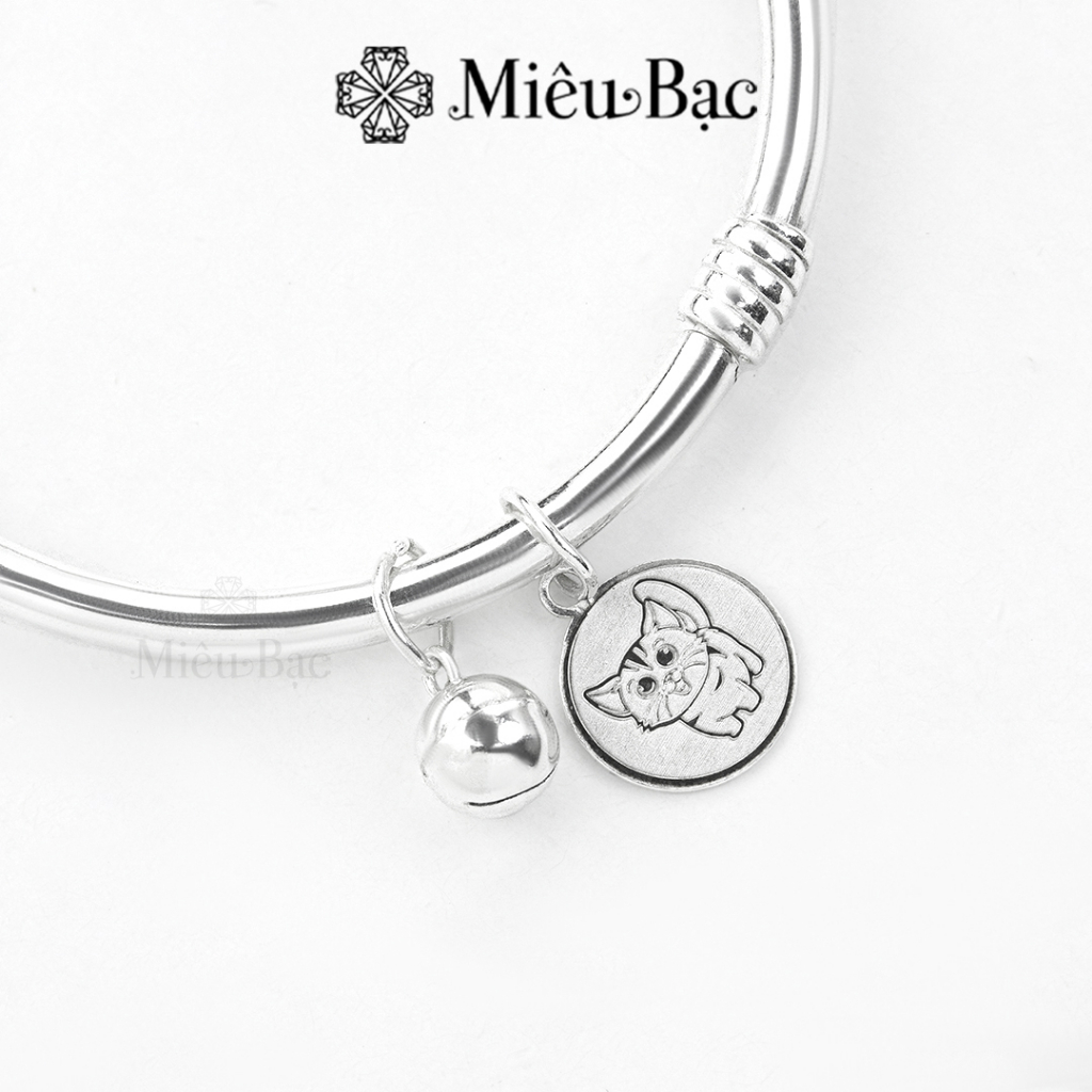 Vòng bạc cho bé gái trai sơ sinh khắc tên miễn phí Quà tặng thôi nôi Miêu Bạc lắc đeo tay chân trẻ em L400326