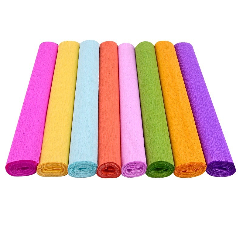 Cuộn giấy nhún giấy nhăn làm hoa giấy đủ màu sắc size 50cm x 2m5